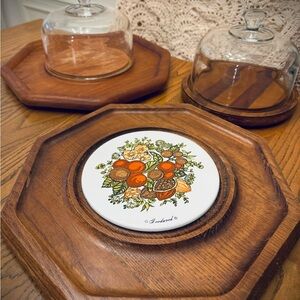 Vintage Goodwood floral ceramic cutting board, cheese board, nut and fruit wood